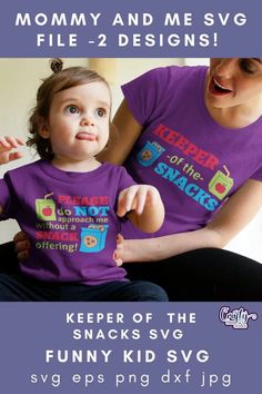 a mother and daughter wearing matching shirts with the words, mommy and me svg file - 2 designs