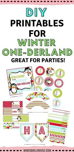 printables for winter one -derland great for parties