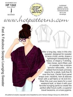 an image of a woman's top sewing pattern with the text below it that reads,