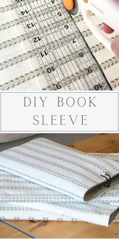 the diy book sleeve is folded and ready to be sewn with some scissors