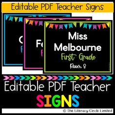 editable and printable classroom signs for the miss melbourne first grade