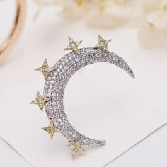 (eBay) Find many great new & used options and get the best deals for 3Ct Round Simulated Diamond Star Half Moon Brooch Pin 14K Two-Tone Gold Finish at the best online prices at eBay! Free shipping for many products! Celestial Style Brooch Jewelry As Gift, Elegant Star-shaped Brooches For Gifts, Celestial Brooch Jewelry As Gift, Elegant Star Shaped Brooches For Gift, Celestial Brooch Jewelry As A Gift, Elegant Star-shaped Brooch For Gift, Gold Star Brooches As Gift, Planet Jewelry, Moon Brooch