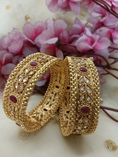 Handmade item Openable Ethnic Kemp Bangle Set, Gold Plated bangle, Polki Ruby stoneBangle, Bangle/gold bangles Indian online/gold bangles design pakistan Dispatching time 10 to 12 days Inspired from the film Padmavat Screw lock bangles with ruby detailing in royal rajwadi style size  All Size Available  2.6 Fashion Empire Studio gives you new look, Made of high quality material(s).  This is very Designer, Tradition Kada . Every Women wants Wear Something new and Stylish Items so this is only for u. Its A Choice Of Many Bollywood Celebrities. Trust me, it is more Beautiful in Real another the Picture  Designed By Master Craftsmen. Based On Indian beautiful Jewelry with a touch of the a contemporary art. Close Up Pictures Taken To Show Details In Item, So Item May Looks Larger. Please Read A Elegant Festive Bangle With Zari Work, Elegant Zari Work Bangle For Festive Occasions, Intricate Design Bangle Bracelets For Festive Season, Gold Plated Bangle For Festivals, Elegant Zari Work Bracelets For Gift, Elegant Diwali Bracelets With Zari Work, Elegant Zari Work Bracelet As Gift, Festive Bangle Bracelet With Intricate Design, Festive Bangle Bracelets With Intricate Design