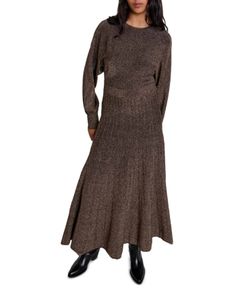 Maje Rillante Metallic Knit Maxi Dress Metallic Knit, Knit Maxi Dress, Statement Accessories, Fall Wedding Dresses, Maxi Knit Dress, Parisian Chic, Cashmere Coat, Gold Dress, Day And Night