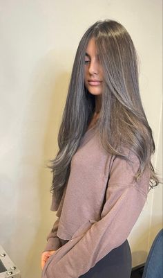 Long Ash Brown Hair, Ash Brown Hair Black Women, Ash Brown Hair Extensions, Smokey Brown Hair, Dark Ashy Brown Hair, Cool Ash Brown Hair, Grayish Brown Hair, Brown Hair Chart, Medium Ash Brown Hair Color