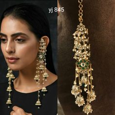 3500 rs+ship..premium quality antique traditional celebrity style earring with earchain. Bangles Indian Gold, Sahara Earrings, Diwali Outfit, Latest Earrings Design, Bangles Collection, Traditional Bangles, Bridal Lengha, Colorful Bangles