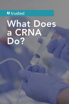 a person in blue gloves is holding a syil and the words what does a crna do?