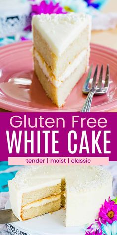 This tender Gluten Free White Cake can be topped with your choice of frosting and is so easy to make! Whether you go with classic vanilla or chocolate buttercream or dress it up with other fillings and frosting, this will be an essential recipe in your collection. Perfect for birthday celebrations or whenever you want a pretty cake to enjoy. Basic White Cake Recipe, Homemade White Cake Recipe, Easy White Cake, Gluten Free White Cake, White Cake From Scratch, Homemade White Cake, Homemade Cake Recipes From Scratch, Gluten Free Dairy Free Cake, Easy White Cake Recipe