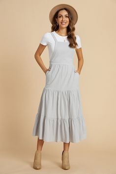 Sweet Solid Ruffle Plus Size Jumper Maxi Dress Summer Styling Ideas, Jumper Dress Outfit Summer, Elegant Classy Dresses, Early Spring Outfits Casual, Plus Size Jumper, Outfit Ideas 2024, Modest Wardrobe, Spring Trends Outfits, Spring Outfits Dresses