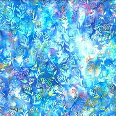 an abstract painting with blue and pink colors