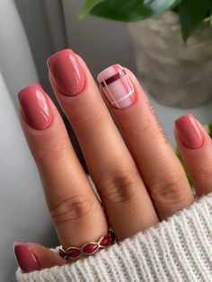 Fail Nails, Simple Fall Nails, Fall Nail Art Designs, Square Nail Designs, Plaid Nails