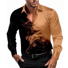 Category:Shirt; Season:Spring,Summer,Fall,Winter; Fabric:Satin,Artificial Silk; Sleeve Length:Long Sleeve; Look After Me:Hand wash; Gender:Men's; Thickness:Thin; Style:Fashion Casual; Elasticity:Inelastic; Tops Type:Dress Shirt,Button Up Shirt,Satin Shirt; Occasion:Evening Party,Daily,Formal; Fit Type:Regular Fit; Design:Buttons,Print; Neckline:Turndown,Collared Shirts; Brand:OUKU; Listing Date:06/19/2024; Bust:null; Length:null; Shoulder Width:null; Fit US Size:null; Fit UK Size:null; Fit EU Si Casual Beach Style, Tuxedo Shirt Men, Light Blue Long Sleeve, Womens Basic Tops, Mens Printed Shirts, Satin Shirt Dress, Mens Outdoor Jackets, Spring Clothing, Trench Coat Men