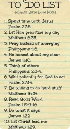 the ten things to do list for jesus