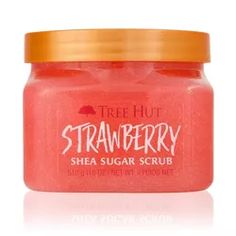 Experience an intense exfoliation and reveal soft, glowing skin with the skin-quenching scent of Watermelon! Made with Sugar, Shea Butter, Watermelon, Vegan Collagen and an array of natural oils including Evening Primrose, Avocado, Macadamia, Sweet Almond, Safflower and Orange Oils. Tree Hut Watermelon Shea Sugar Scrub is paraben free, vegan, sulfate free, alcohol free, contains no formaldehyde donors, has a no-slip formula and long-lasting fragrance. Tree Hut Strawberry, Shea Sugar Scrub, Scrub Corpo, Exfoliating Body Scrub, Natural Exfoliant, Exfoliating Scrub