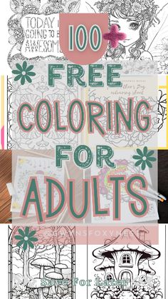 an adult coloring book with the title'100 free coloring for adults'on it