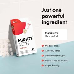 The Original Award-Winning Acne Patch: Mighty Patch Original patch is a hydrocolloid sticker that improves the look of pimples overnight without the popping. Just stick it on, get some sleep, and wake up with clearer-looking skin. Spot Stickers, Acne Pimple Patch, Mighty Patch, Acne Patch, Pimples Overnight, Pimple Patch, Pore Cleansing, Acne Spots, Skin Care Tools