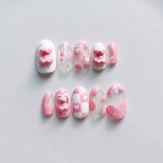 Quality custom, reusable, press on nails, made to order. This set is super cute hand painted nails:) Photos above are OVAL shape. Nails can be attached using double sided adhesive nail tabs or nail glue (glue /adhesive not included) If you use adhesive tabs the nails can be reused. Nails can be filed to fit if necessary. Adhesive tabs  buy link:) https://www.etsy.com/listing/875768865/24pcspack-double-sided-nail-stickers?ref=shop_home_active_14 Nails come in my unique packaging and will be carefully wrapped to protect them. * nails are made with my hand made please allowed they might slightly different from each other :) Please note the listing price is for one set of nails - a set of 20 if you don't know your sizes or a set of 10 if you choose actual sizes - you will not receive 2 sets of Fake Nails Packaging Ideas, Nail Art Packaging, Press On Packaging, Gummy Nails, Oval Shape Nails, Press On Nails Packaging, Gummy Bear Nails, Daily Nail Art, Cute Press On Nails