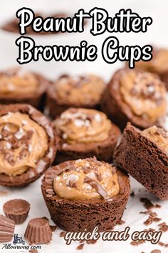 chocolate peanut butter brownie cups on a white plate