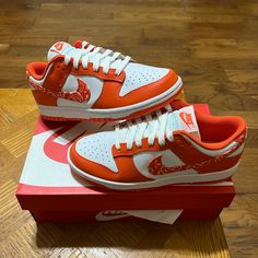 Nike Dunk Low Paisley Woman’s Size 8.5 & 9 (New) Og All In Excellent Condition And Any Questions Or Concerns Please Comment Down Below And Thanks!!!! I Also Have More Clothing Shoes And Accessories Etc For Sale!!! I Add New Items Weekly!!!!! Dunks With Leggings, Orange Paisley Dunks, Nike Dunk Low Paisley, Dunk Low Paisley, Nike Platform Sneakers, Nike Air Max Pink, Nike Vomero, Nike Classic Cortez, Yellow Nikes