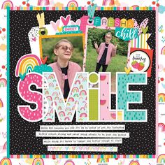 a scrapbook page with the words smile on it