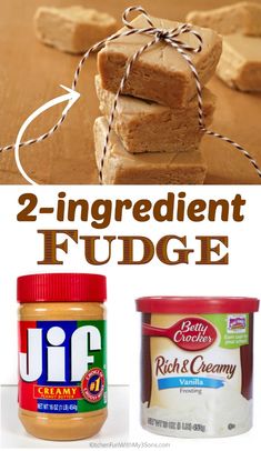 two ingredient fudge with peanut butter and jelly