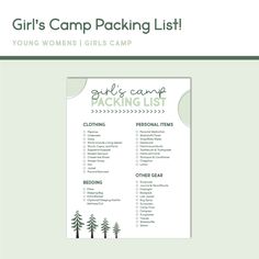 This cute packing list is perfect for helping your Young Women know what to pack so they can be prepared for girl's camp! PDF Size: 8.5 x 11 in  At purchase, you will receive one PDF containing the packing list. You are welcome to print copies of the PDF's for yourself and your Young Women. Please do not share the digital files outside of that and no reselling.  Please reach out to me with any questions or concerns! Thank you for your business! *THIS IS A DIGITAL DOWNLOAD ONLY* (Due to this fact, no refunds are available). Once payment is received by Etsy, digital files will be available in your Etsy Account Profile under "Purchases and Reviews." You will also receive an email sent to your registered Etsy email address. Girls Camp Packing List, Cute Packing List, Camping Trip Packing List, Account Profile, American Heritage Girls, Youth Conference, Girl Scout Camping