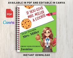 If You Give Your Teacher a Cookie, Teacher Appreciation Gift End of Year Teacher Gifts Book Template Gift Digital File ★ INCLUDES★ ✔ 1 PDF file, that you may instantly print out ✔ 1 PDF file, that contains link to Canva, wherein you can edit the texts in the file -----------------------------------------------------------  THIS IS A DIGITAL PRODUCT  Digital means its ready to download straight away after buying! No waiting, and no shipping fees. Purchase once and its yours forever! *No physical Book Template, End Of Year, Teacher Appreciation Gifts, Book Gifts, Teacher Appreciation, Instant Download Etsy, Teacher Gifts, Cookies Et Biscuits, Printed Items