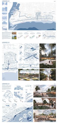 an image of various architectural drawings and plans for the project, including several different sections