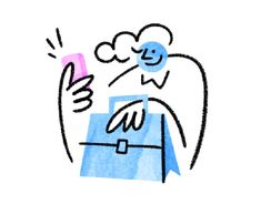 a drawing of a person holding something in their hand