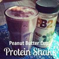 the peanut butter cup protein shake is ready to be eaten and put on the table