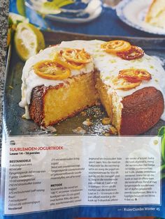 a magazine with a cake on top of it's cover and an article about the recipe