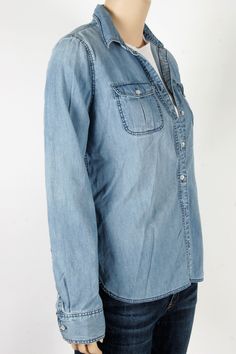 Great Pre-owned Condition (One faded spot on collar as shown in pic) Size: Small Color: Blue Button Sleeves Button Closure Lightweight Chambray 100% Cotton Thrift Boutique, Online Thrift, Spot On, Denim Shirt, Southern California, Chambray, Denim Button Up, Button Up Shirts, Long Sleeve Tops