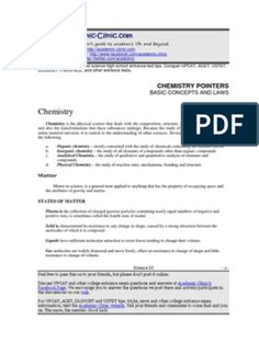 an image of a page with text on it and the title,'chemistry pointers basic concept and laws '