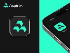 an iphone with the aspirex logo on it and another image of two rectangles