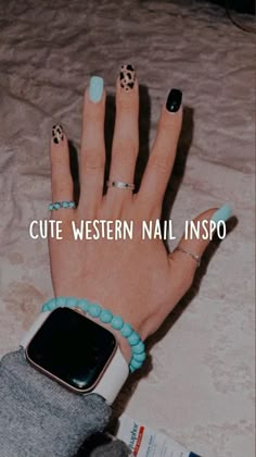 Punchy Western Nails, Nails Cow Print, Cactus Nails, Nails Western