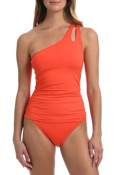 Feel like a goddess in this ruched one-shoulder tankini colored in a solid hue for versatile styling. One-shoulder neck Adjustable strap Partially lined, with removable soft cups 83% nylon, 17% elastane Hand wash, line dry Imported Women's Clothing Solid Fitted Off-shoulder Swimwear, Summer Stretch Ruched One Shoulder Top, Summer Stretch One-shoulder Top With Ruched Details, Off-shoulder Swimwear For Swimming, One-shoulder Stretch Solid Swimwear, Solid One-shoulder Swimwear For Beach Season, Solid Asymmetrical Neckline Swimwear With Stretch, One-shoulder Fitted Tankini For Summer, One Shoulder Fitted Tankini For Summer