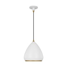 a white and gold pendant light hanging from a ceiling