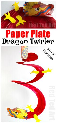 the paper plate dragon twister is on display