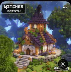 an image of a house in the middle of some trees and bushes with text that reads, witches breath