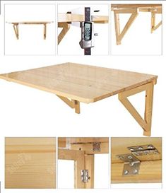 the table is made from wood and has metal brackets on each side, with two different angles