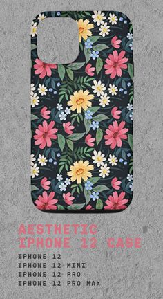 the back side of an iphone case with flowers on it