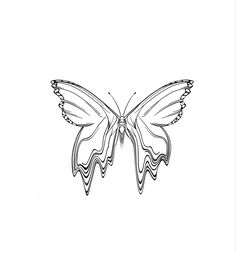 a black and white drawing of a butterfly