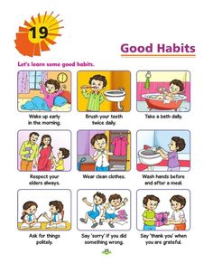 the poster shows how to use good habitts for children's health and hygiene