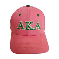 PRICES MAY VARY. 🎀💚 PINK AND GREE AKA hat with embroidered sorority letters 🎀💚 Cotton and polyester baseball cap with founding sorority year 1908 on back 🎀 💚Cool breathable material with a Velcro Strap and ivy leaf on side of cap Get this AKA hat to represent your sorority. This pink and green baseball cap is a great sorority gift for the AKA woman in your life. This is a light weight cap, with adjustable Velcro strap. Sorority letters "AKA" are embroidered on the front of the cap in green Green Baseball Cap, Sorority Letters, Aka Sorority, Ivy Leaf, Baseball Women, Sorority Gifts, Hat For Women, Velcro Straps, Baseball Caps