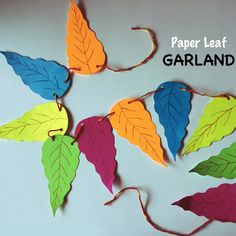 paper leaf garland made with colored leaves