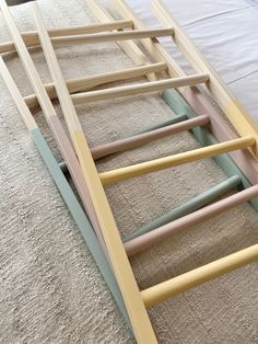 an unfinished bed frame with no mattresses or sheets on the bottom and bottom sides