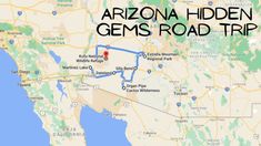 a map with the words arizona hidden gems road trip