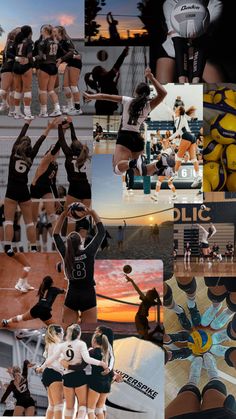 collage of volleyball players and their uniforms