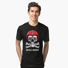 Get my art printed on awesome products. Support me at Redbubble #RBandME: https://www.redbubble.com/i/t-shirt/A-Skull-with-Motorcycle-Helmets-Skull-Maker-by-Cultradesign/52142347.JZXP1?asc=u Memento Mori, Tshirt Designs