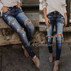 Jeans Denim Distressed Skinny Dark Wash. Frayed Ankle. Super Stretchy. Super Flattering Skinnies. Inseam Is (0-15)29”-30” Rise Is(0-15) 8”-10” 98/2 Cotton/Spandex. Size Tags Are 0/23 1/24 3/25 5/26 7/27 9/28 11/29 13/30 15/31 Price Is Firm. Ripped Washed Blue Jeans For Fall, Dark Denim Jeans, Gap Denim, Dark Wash Jeans, Frame Denim, Jeans Denim, Distressed Jeans, Cotton Spandex, Denim Jeans